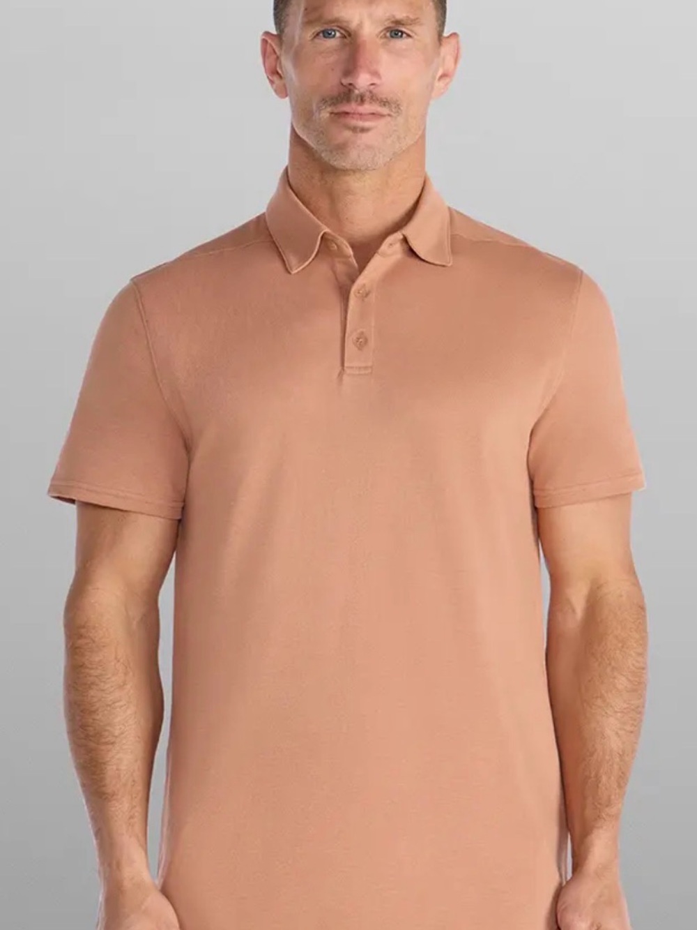 BYLT Basics Men's Drop Cut Lux Polo in Clay. Size Medium